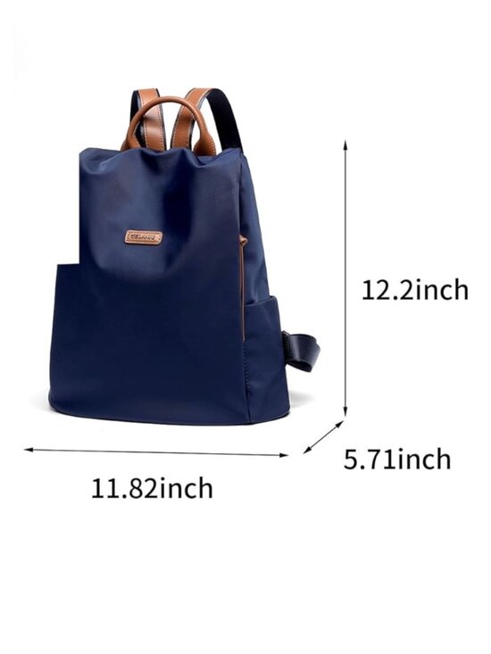 Women\'s Work Backpack Nylon Anti-theft Water Resistant, Navy Blue main image 4